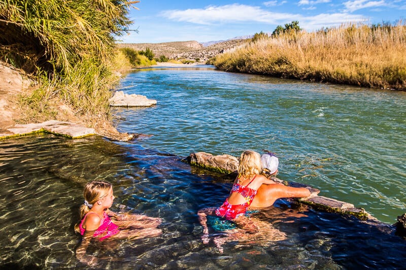 craig and the girls in the Hot Springs in Big Bend National Park, Texas