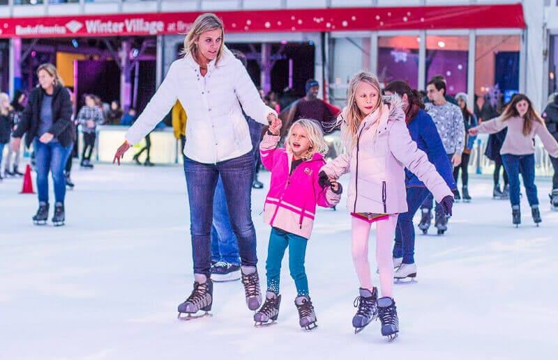 caz and the girls ice skating at byrant park