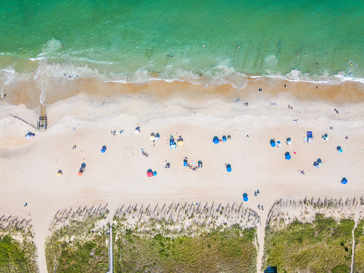 aerial view of kitty hawk beach
