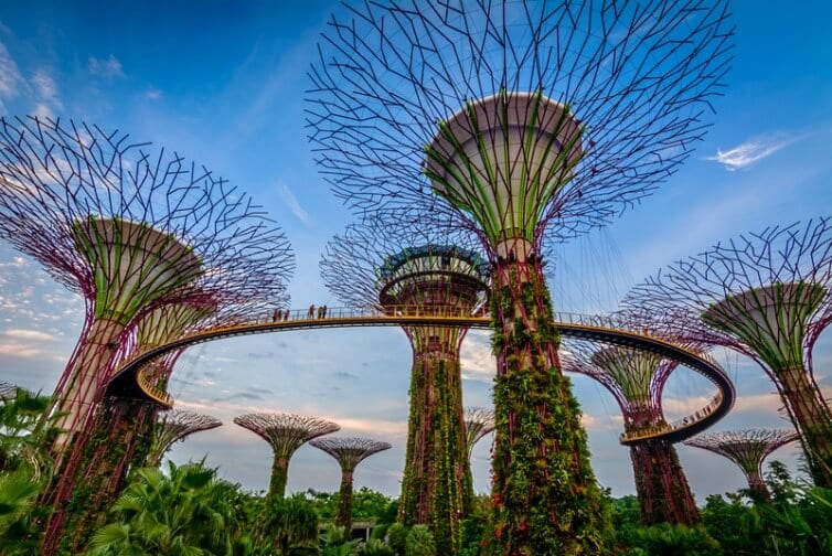 singapore towers garden with elevated walkway
