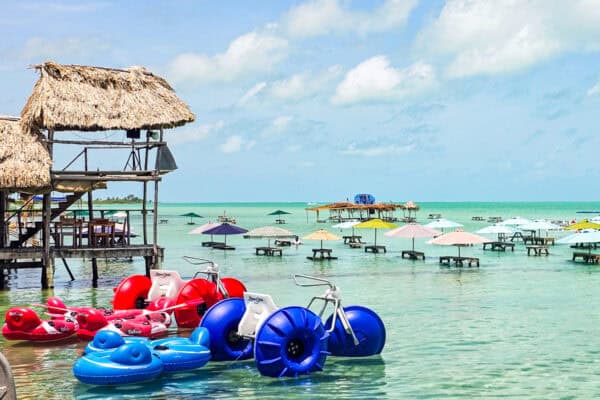 tables in water at blue bayou secret beach