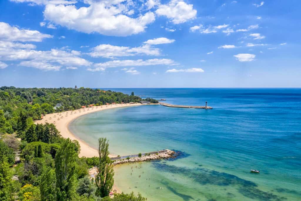 A beautiful aerial view to Euxinograd bay from the shore. Varna, Bulgaria