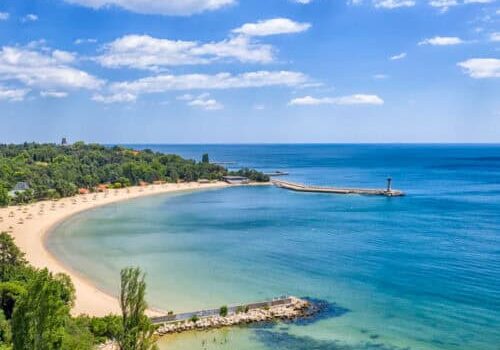 A beautiful aerial view to Euxinograd bay from the shore. Varna, Bulgaria