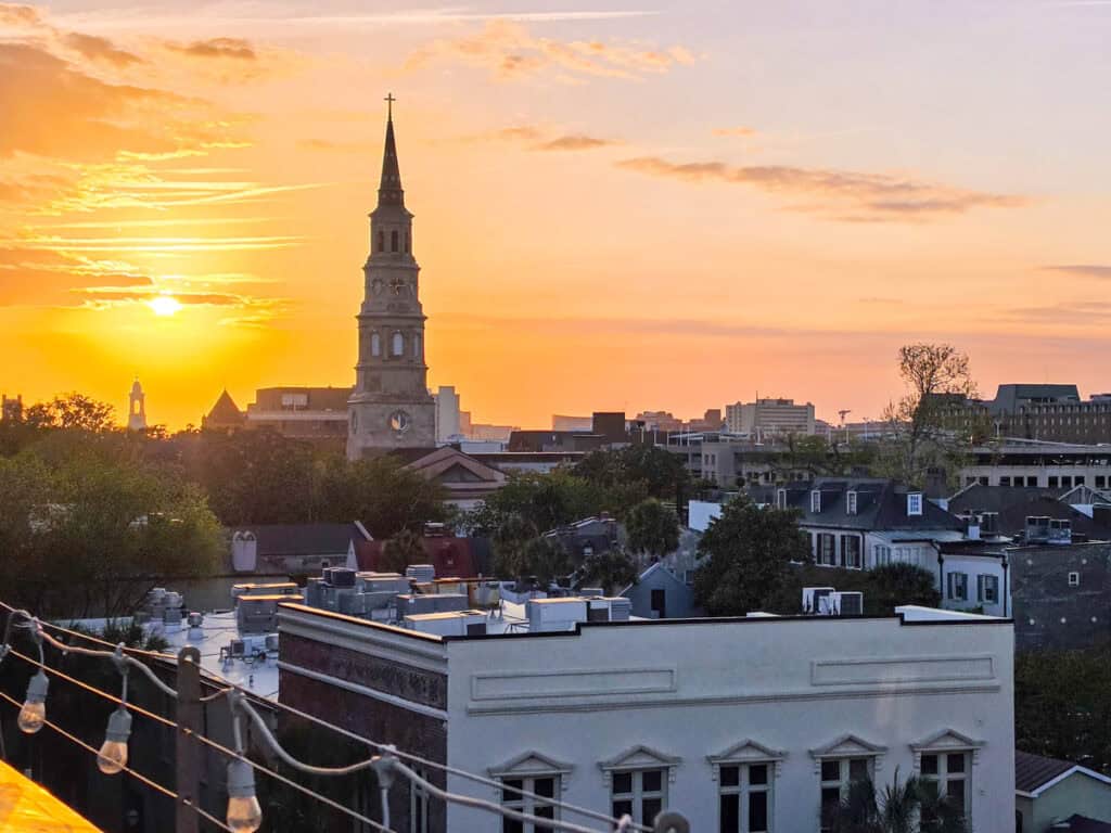charleston sunset from vendue rooftop