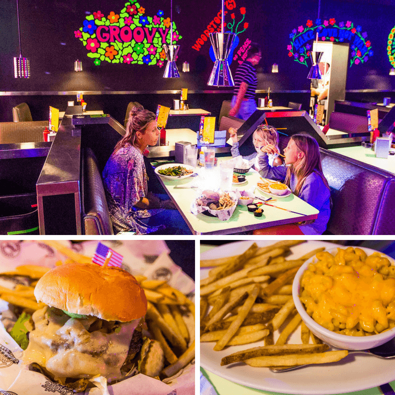 people eating at the Corvette Diner in San Diego -